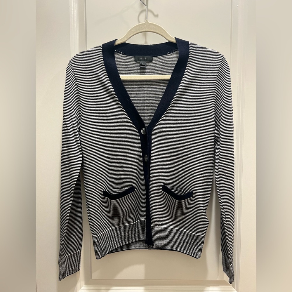 J. Crew Striped Merino Wool Cardigan